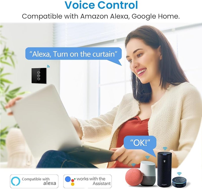 تويّا سمارت لايف ستارة سوداء ستائر مظللة مفتاح تحكم عن بعد RF تكامل التطبيق - Image 5